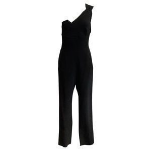 Roland Mouret Black Nortoni One Shoulder Crepe Romper/Jumpsuit